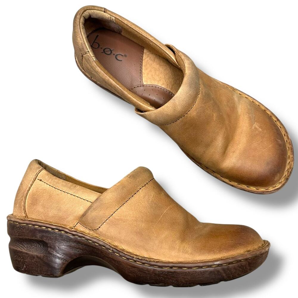 B.O.C BORN Concepts Mocha Peggy Leather Slip-On Comfort Shoe By BORN Clogs 8.5